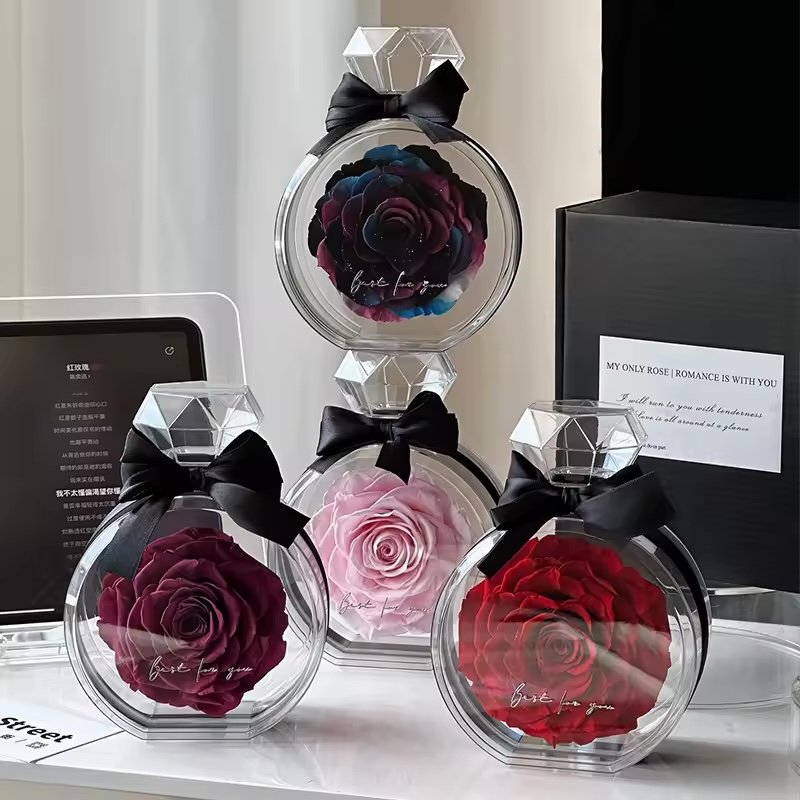 وردة محفوظة داخل حافظة أكريليك بشكل زجاجة / Acrylic bottle-shaped rose display