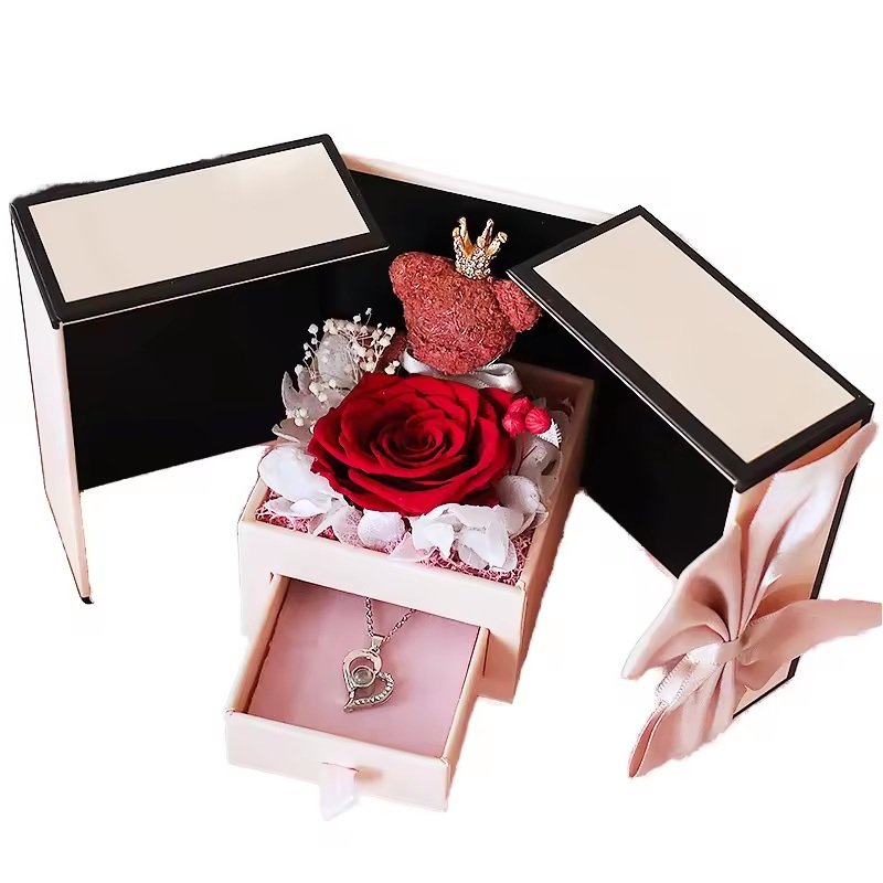 علبة ورد محفوظة بدرج داخلي / Preserved rose box with hidden drawer