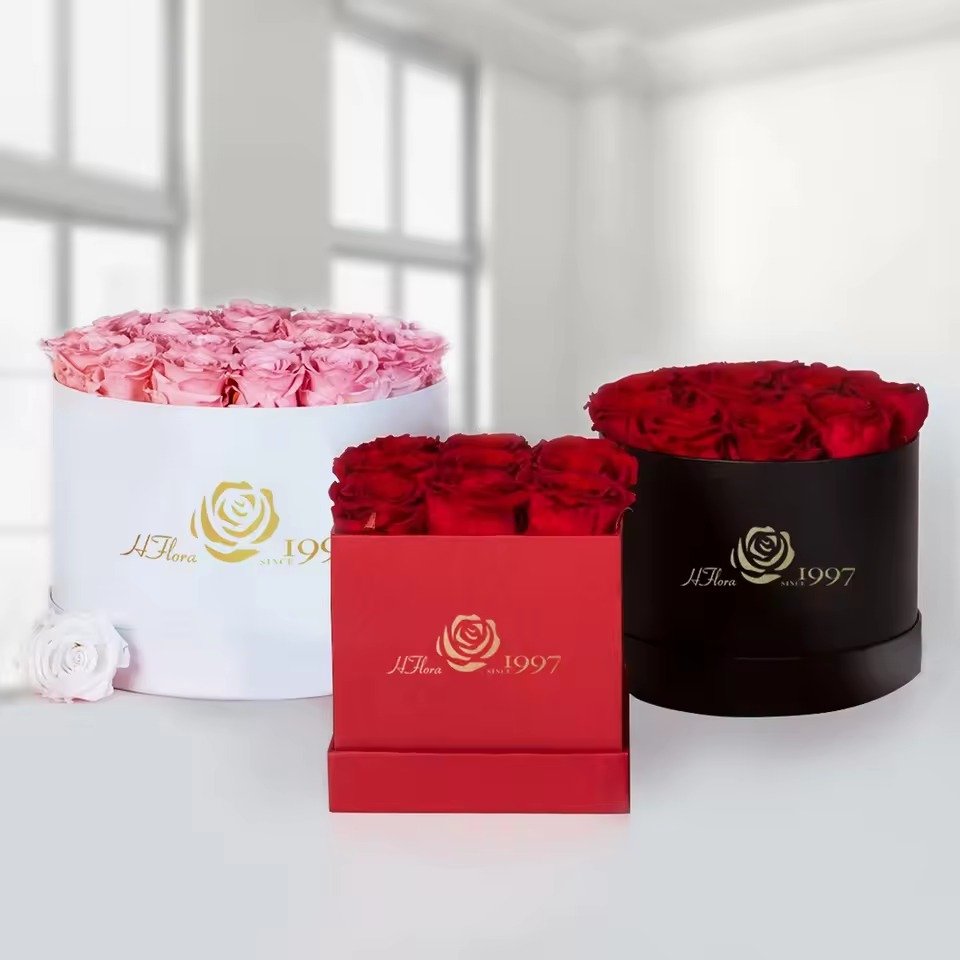علبة ورود محفوظة من إتش فلورال بأشكال متعددة / HFloral preserved rose gift box in several shapes